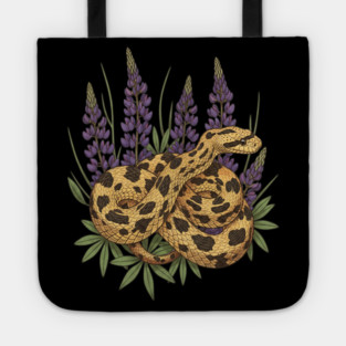 Bullsnake with Lupines Botanical Illustration Tote