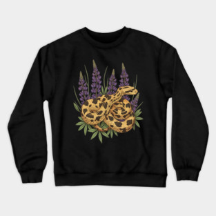Bullsnake with Lupines Botanical Illustration Crewneck Sweatshirt