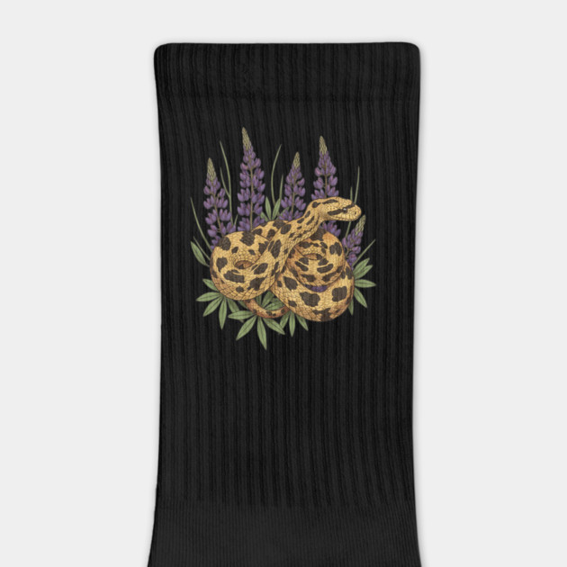 Bullsnake with Lupines Botanical Illustration by BirdsnStuff