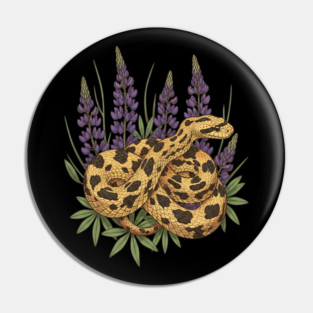 Bullsnake with Lupines Botanical Illustration Pin