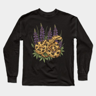 Bullsnake with Lupines Botanical Illustration Long Sleeve T-Shirt