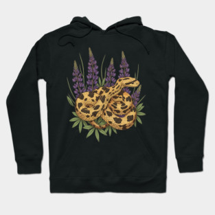 Bullsnake with Lupines Botanical Illustration Hoodie