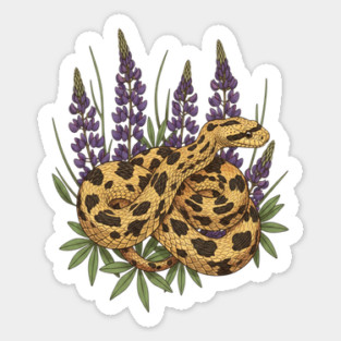 Bullsnake with Lupines Botanical Illustration Sticker