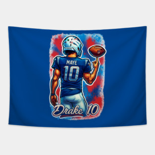 Drake Maye NE QB Caricature Cartoon design Tapestry