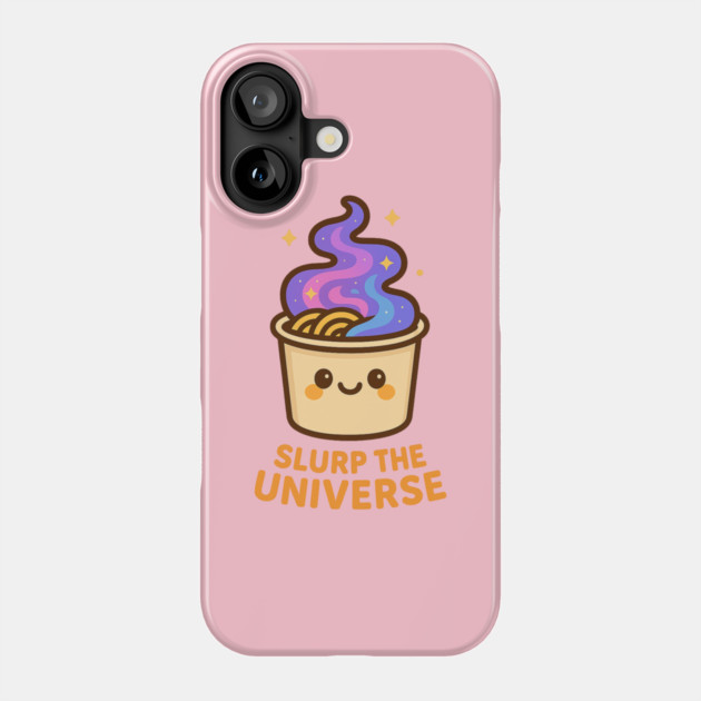 Slurp the Universe – Cosmo Bites Kawaii Galaxy Noodle Cup Design Phone Case by Anne Lee