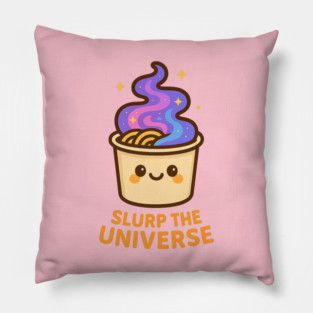 Slurp the Universe – Cosmo Bites Kawaii Galaxy Noodle Cup Design Pillow