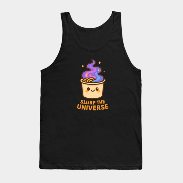 Slurp the Universe – Cosmo Bites Kawaii Galaxy Noodle Cup Design Tank Top by Anne Lee