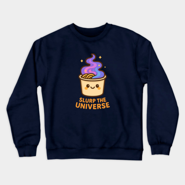 Slurp the Universe – Cosmo Bites Kawaii Galaxy Noodle Cup Design Crewneck Sweatshirt by Anne Lee