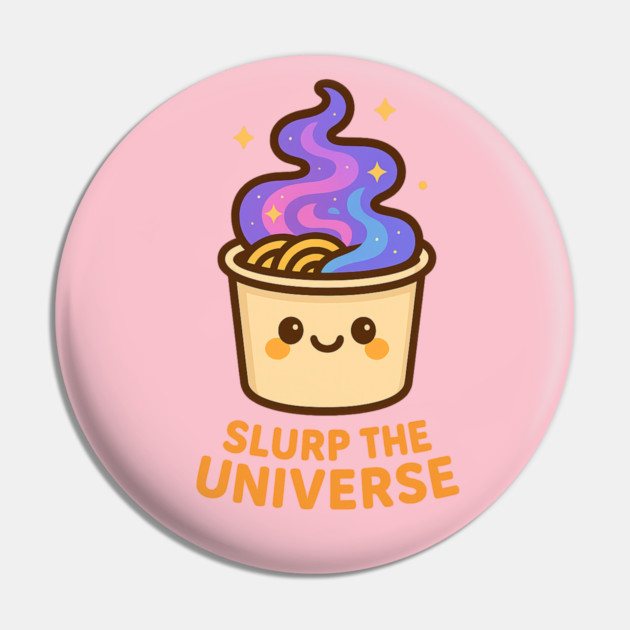 Slurp the Universe – Cosmo Bites Kawaii Galaxy Noodle Cup Design Pin by Anne Lee