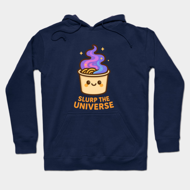 Slurp the Universe – Cosmo Bites Kawaii Galaxy Noodle Cup Design Hoodie by Anne Lee