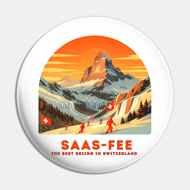 Saas-Fee Switzerland - The Best Skiing Spot Pin by Art2Wear