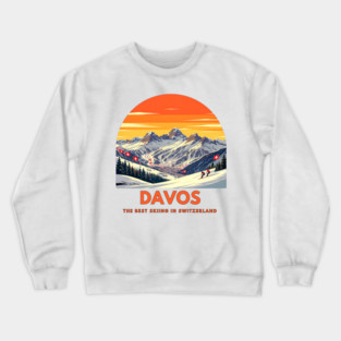 Davos Skiing Switzerland Best Resort Winter Sport Crewneck Sweatshirt