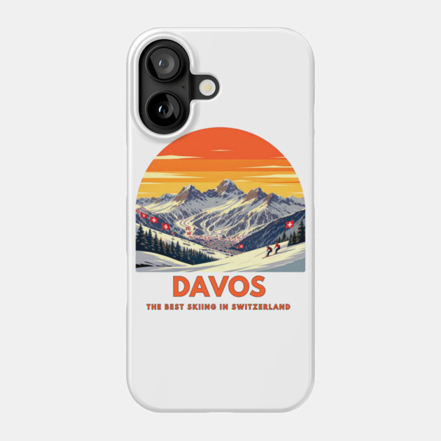 Davos Skiing Switzerland Best Resort Winter Sport Phone Case by Art2Wear