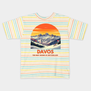 Davos Skiing Switzerland Best Resort Winter Sport Kids T-Shirt