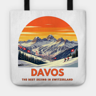 Davos Skiing Switzerland Best Resort Winter Sport Tote