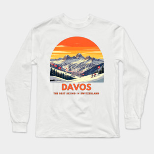 Davos Skiing Switzerland Best Resort Winter Sport Long Sleeve T-Shirt