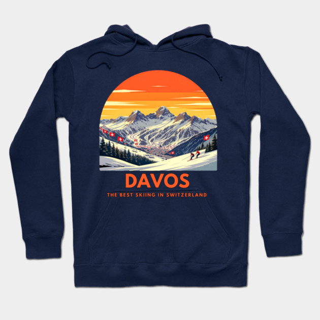 Davos Skiing Switzerland Best Resort Winter Sport Hoodie by Art2Wear