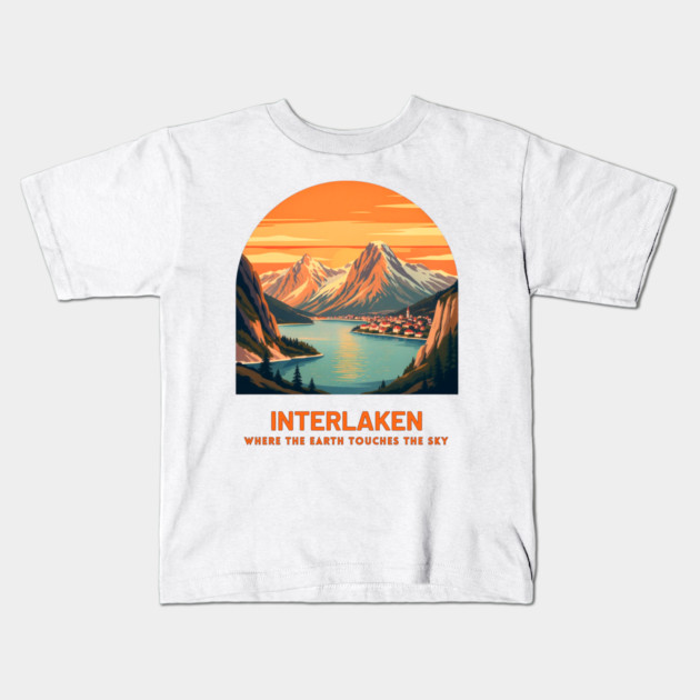Interlaken Switzerland - Where Earth Touches Sky Kids T-Shirt by Art2Wear
