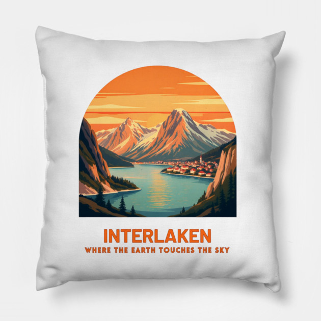 Interlaken Switzerland - Where Earth Touches Sky Pillow by Art2Wear