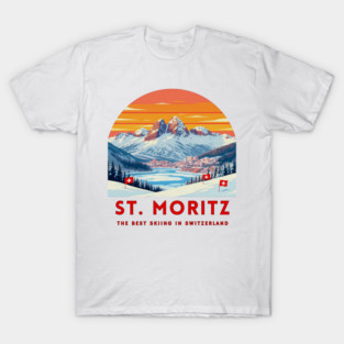 St. Moritz Switzerland Ski Resort Winter Travel T-Shirt