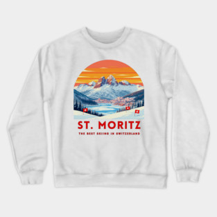 St. Moritz Switzerland Ski Resort Winter Travel Crewneck Sweatshirt