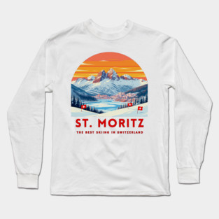 St. Moritz Switzerland Ski Resort Winter Travel Long Sleeve T-Shirt