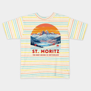 St. Moritz Switzerland Ski Resort Winter Travel Kids T-Shirt