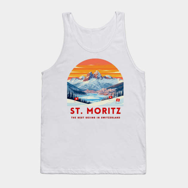 St. Moritz Switzerland Ski Resort Winter Travel Tank Top by Art2Wear
