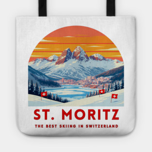 St. Moritz Switzerland Ski Resort Winter Travel Tote