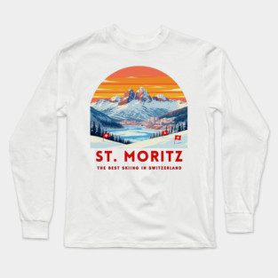 St. Moritz Switzerland Ski Resort Winter Travel Long Sleeve T-Shirt