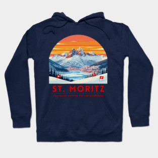 St. Moritz Switzerland Ski Resort Winter Travel Hoodie