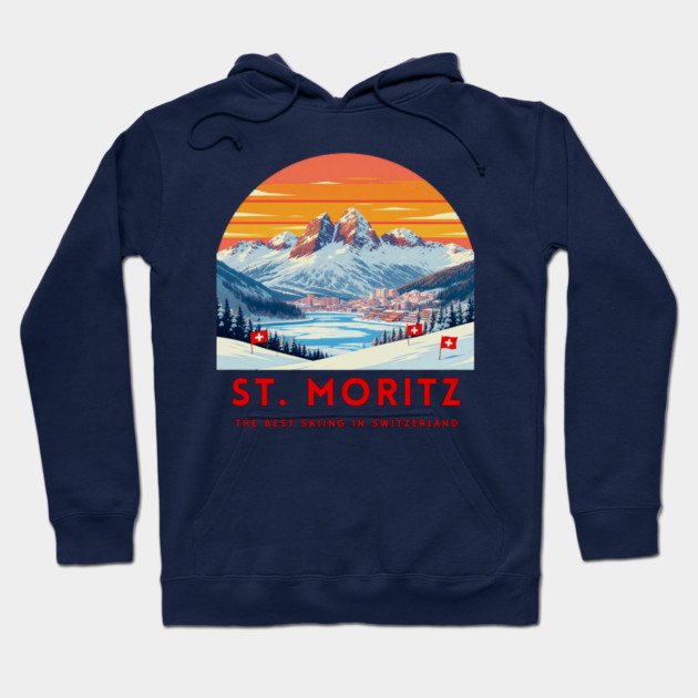 St. Moritz Switzerland Ski Resort Winter Travel Hoodie by Art2Wear