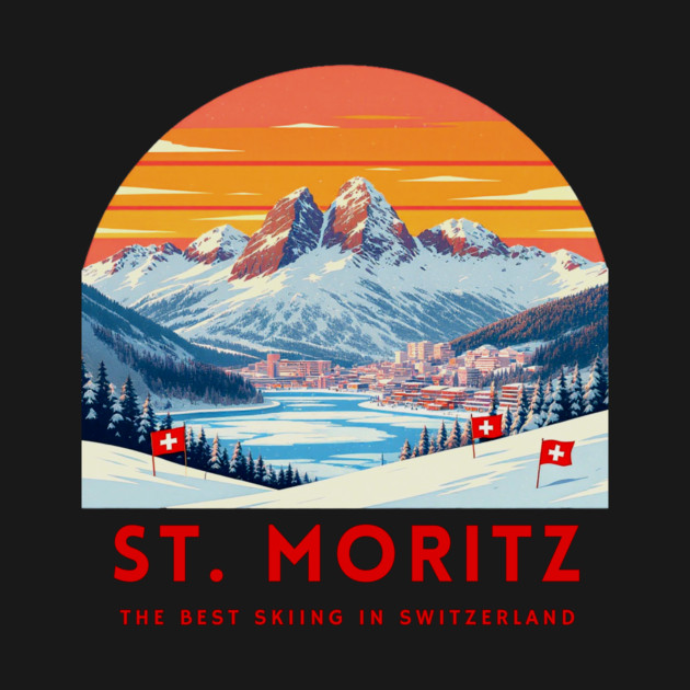 St. Moritz Switzerland Ski Resort Winter Travel by Art2Wear