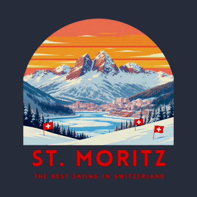 St. Moritz Switzerland Ski Resort Winter Travel by Art2Wear