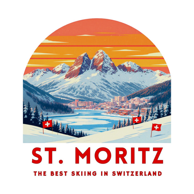 St. Moritz Switzerland Ski Resort Winter Travel by Art2Wear
