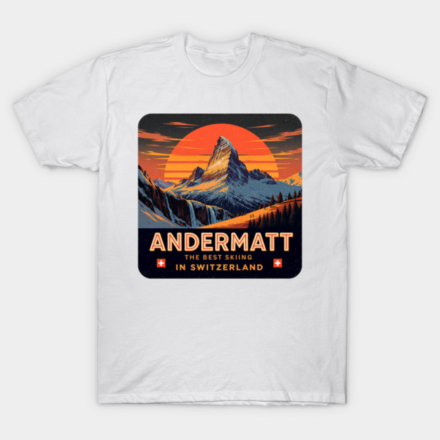Andermatt The Best Skiing in Switzerland Souvenir T-Shirt by Art2Wear