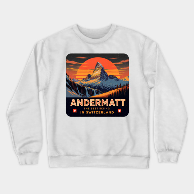Andermatt The Best Skiing in Switzerland Souvenir Crewneck Sweatshirt by Art2Wear