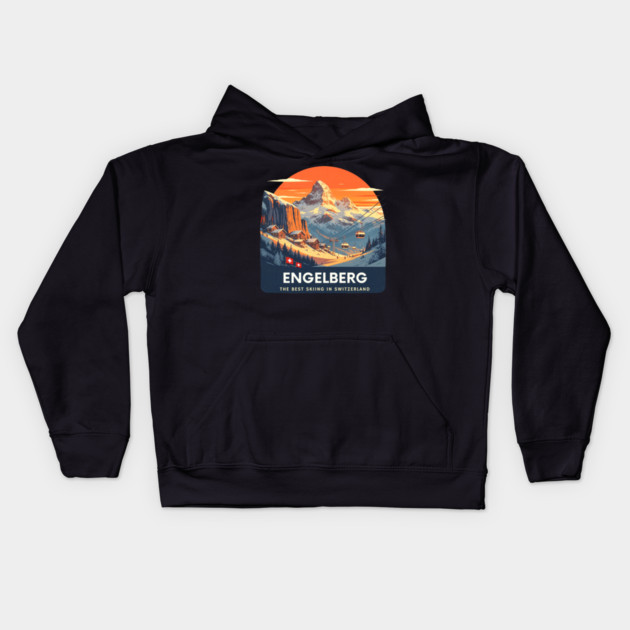 Engelberg Skiing Resort Best of Switzerland Kids Hoodie by Art2Wear