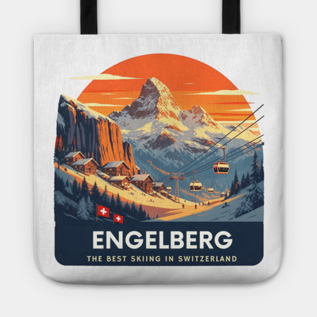 Engelberg Skiing Resort Best of Switzerland Tote by Art2Wear