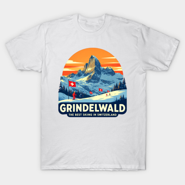 Grindelwald Best Skiing in Switzerland Souvenir T-Shirt by Art2Wear