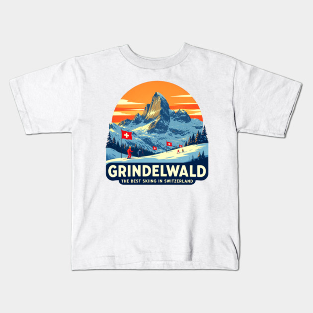 Grindelwald Best Skiing in Switzerland Souvenir Kids T-Shirt by Art2Wear