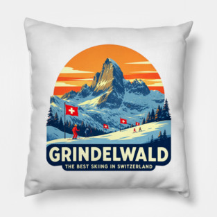 Grindelwald Best Skiing in Switzerland Souvenir Pillow