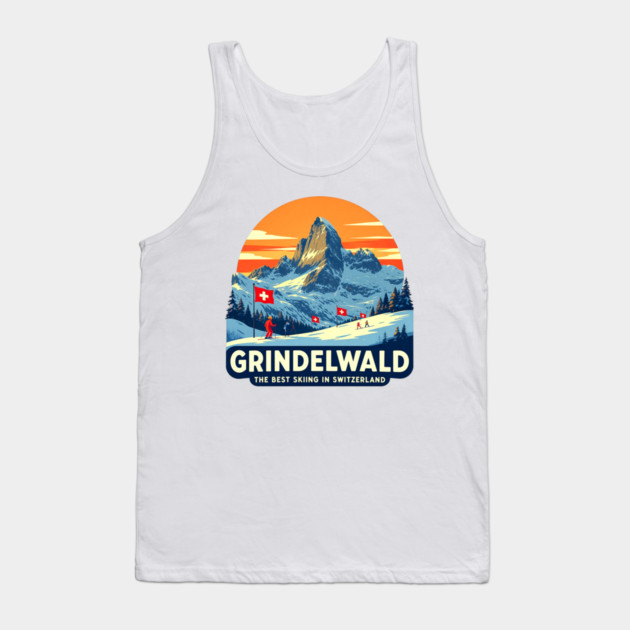 Grindelwald Best Skiing in Switzerland Souvenir Tank Top by Art2Wear