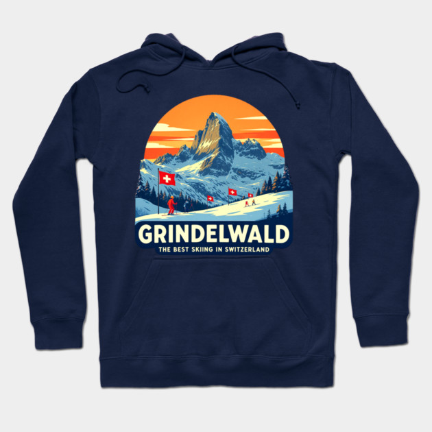 Grindelwald Best Skiing in Switzerland Souvenir Hoodie by Art2Wear