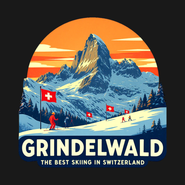 Grindelwald Best Skiing in Switzerland Souvenir by Art2Wear