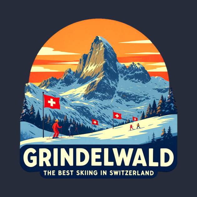 Grindelwald Best Skiing in Switzerland Souvenir by Art2Wear