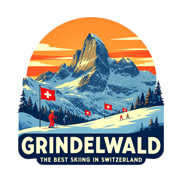 Grindelwald Best Skiing in Switzerland Souvenir by Art2Wear