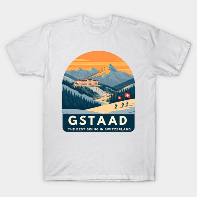 Gstaad Switzerland Skiing Mountains Travel Souvenir T-Shirt by Art2Wear