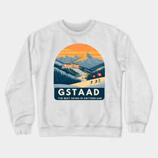 Gstaad Switzerland Skiing Mountains Travel Souvenir Crewneck Sweatshirt