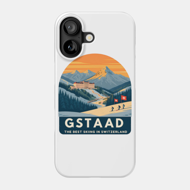Gstaad Switzerland Skiing Mountains Travel Souvenir Phone Case by Art2Wear